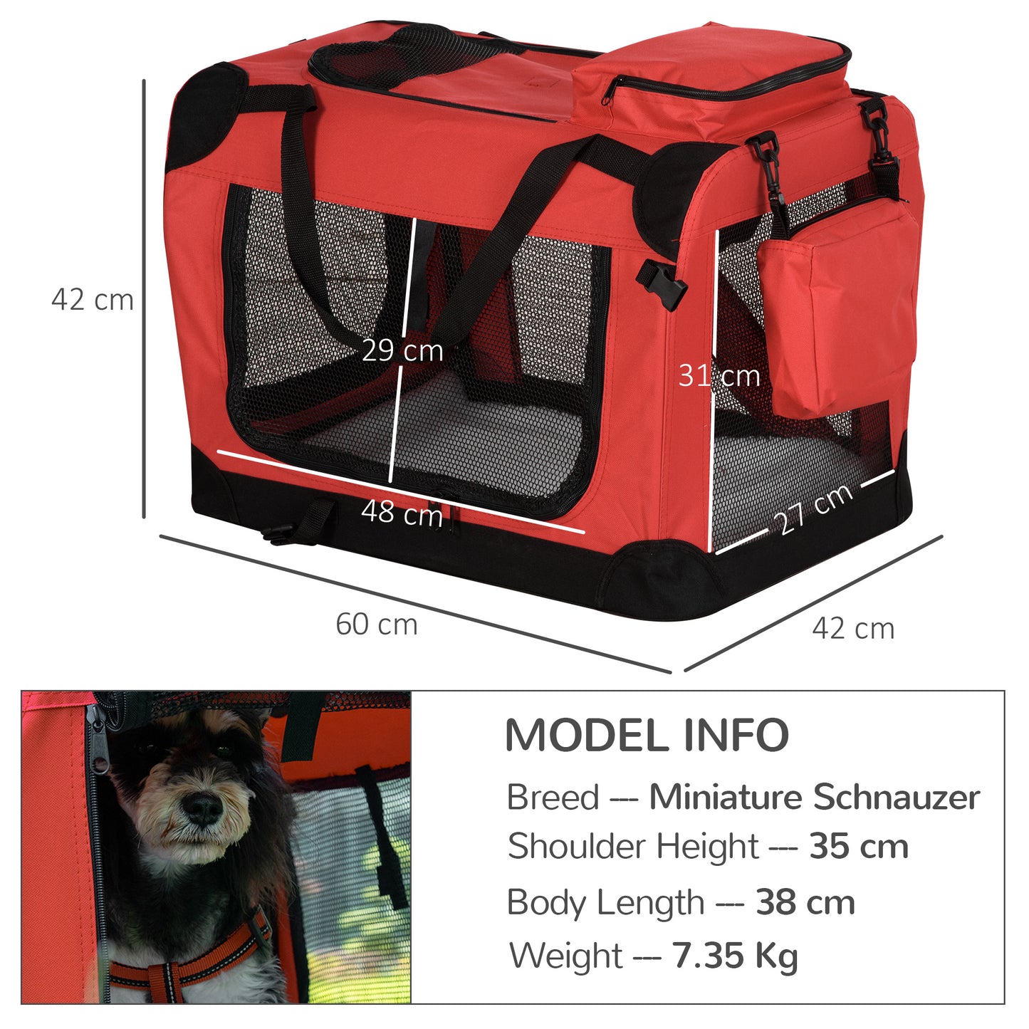 Folding Dog Cat Carrier Bag Basket Pet travel Bag Soft Portable Puppy Crate Kennel Cage Medium Red