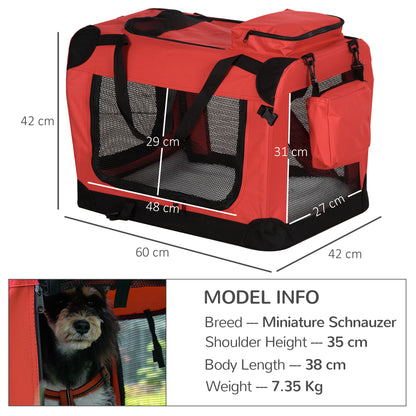 Folding Dog Cat Carrier Bag Basket Pet travel Bag Soft Portable Puppy Crate Kennel Cage Medium Red