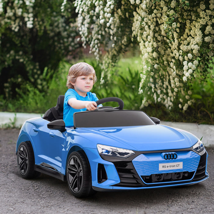 Audi Licensed Kids Electric Ride On Car with Parental Remote Control, 12V Battery Powered Toy with Suspension System, Lights, Music, Blue