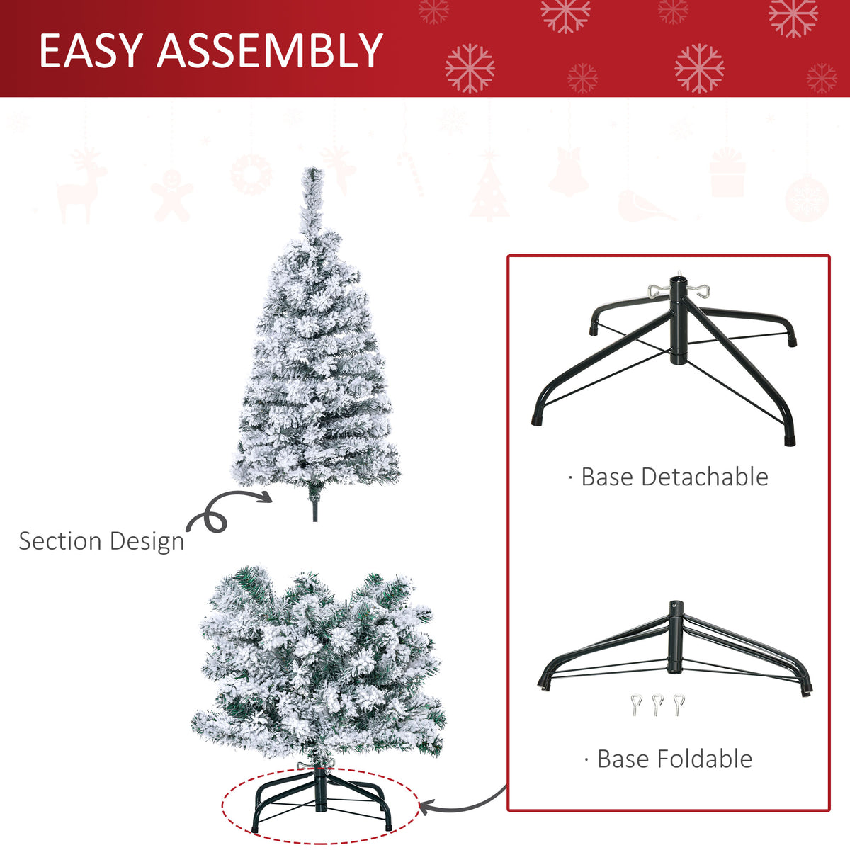 4ft Snow-Flocked Pre-Lit Artificial Christmas Tree with 150 Warm White LEDs