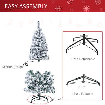 4ft Snow-Flocked Pre-Lit Artificial Christmas Tree with 150 Warm White LEDs