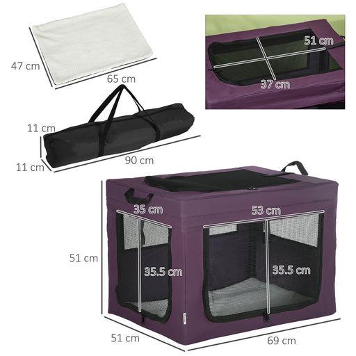 69cm Pet Carrier, Cat Carrier Cat Bag, Pet Travel Bag w/ Cushion, Carry Bag, for Miniature and Small Dogs - Purple