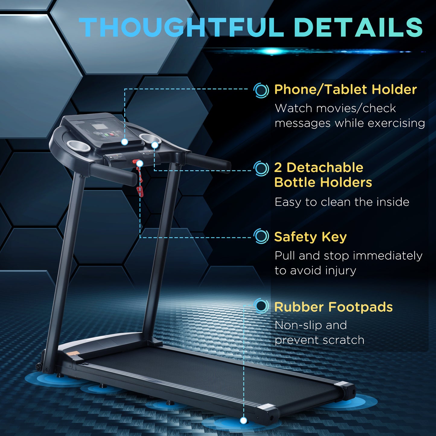 Treadmill Electric Motorised Running Machine w/ LED Display -  Ideal For Private Home & Office Workouts