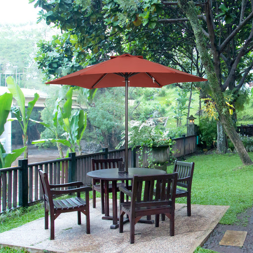 2m Patio Parasols Umbrellas, Outdoor Sun Shade with 6 Sturdy Ribs for Balcony, Bench, Garden, Wine Red