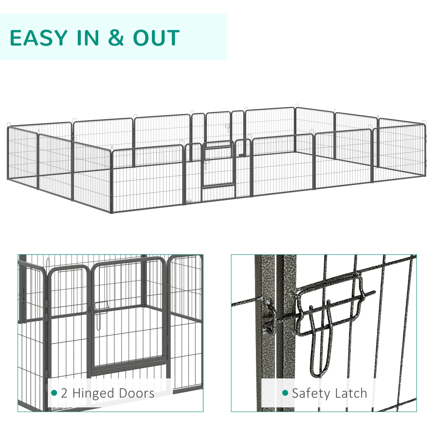 Heavy Duty Puppy Play Pen, 16 Panels Pet Exercise Pen for Indoors, Outdoors, Pet Playpen for Small Dogs, 60Hcm