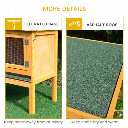 Wooden Rabbit Hutch Bunny Cage with Openable Waterproof Roof, No Leak Tray Sturdy Fir Wood Build for Indoor/Outdoor
