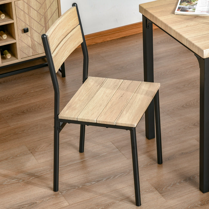 3 Pcs Dining Set, MDF/Steel- Wood/Grain/Black