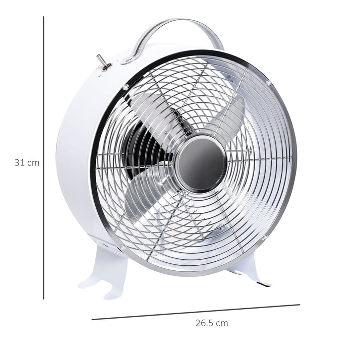 26cm 2-Speed Electric Table Desk Fan w/ Safety Guard Anti-Slip Feet Portable Personal Cooling Fan Home Office Bedroom White