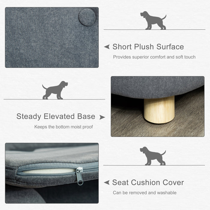 Dog Sofa Bed Pet Chair Couch with Water Resistant Fabric, Kitten Lounge with Soft Cushion Washable Cover, Wooden Frame for Mini Size Dogs - Grey