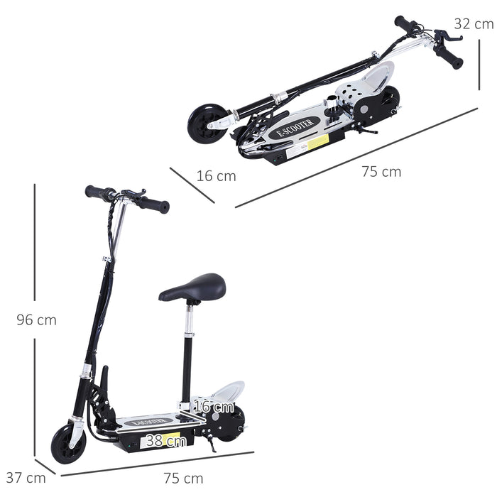 120W Teens Foldable Kids Powered Scooters 24V Rechargeable Battery Adjustable Ride on Outdoor Toy (Black)