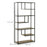 Wood Shelf Bookcase Industrial Style Stand 6-Staggered Shelf Living Room Display Rack Organiser