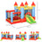 Kids Bounce Castle House Inflatable Trampoline Slide Water Pool Basket 4 in 1 with Inflator for Kids Age 3-10 Castle Design 3 x 2.75 x 2.1m