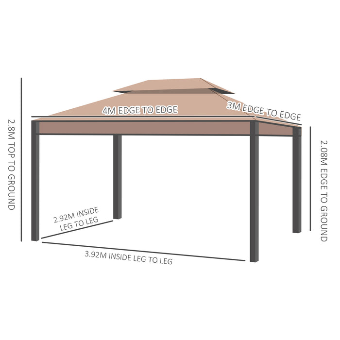 3 x 4m Garden Metal Gazebo Marquee Patio Party Tent Canopy Shelter with Sidewalls Pavilion New