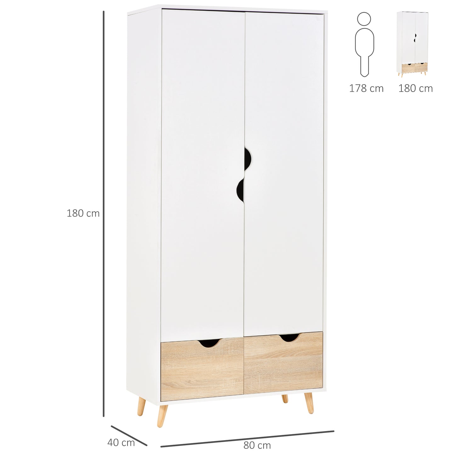 ELEGANT Wardobe: Fresh white in colour, with wood-effect bottom drawers for a complementary look