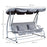 2-in-1 Garden Swing Seat Bed 3 Seater Swing Chair Hammock Bench Bed with Tilting Canopy and 2 Cushions, Grey