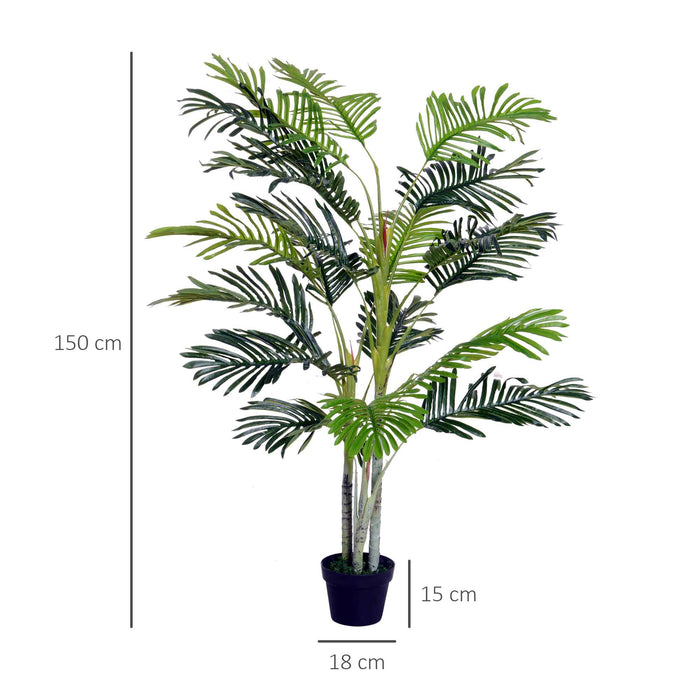 150cm(5ft)  Artificial Palm Tree Decorative Indoor Faux Green Plant w/Leaves Home Décor Tropical Potted Home Office