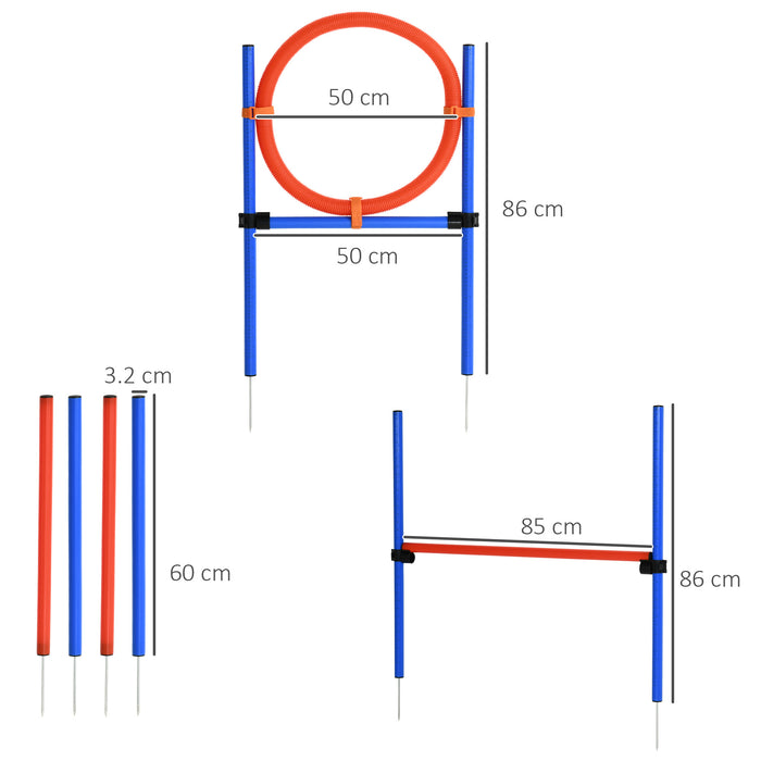 Pet Agility Training Equipment Dog Play Run Jump Obedience Training Set Adjustable (Pole + Hoop + Hurdle)