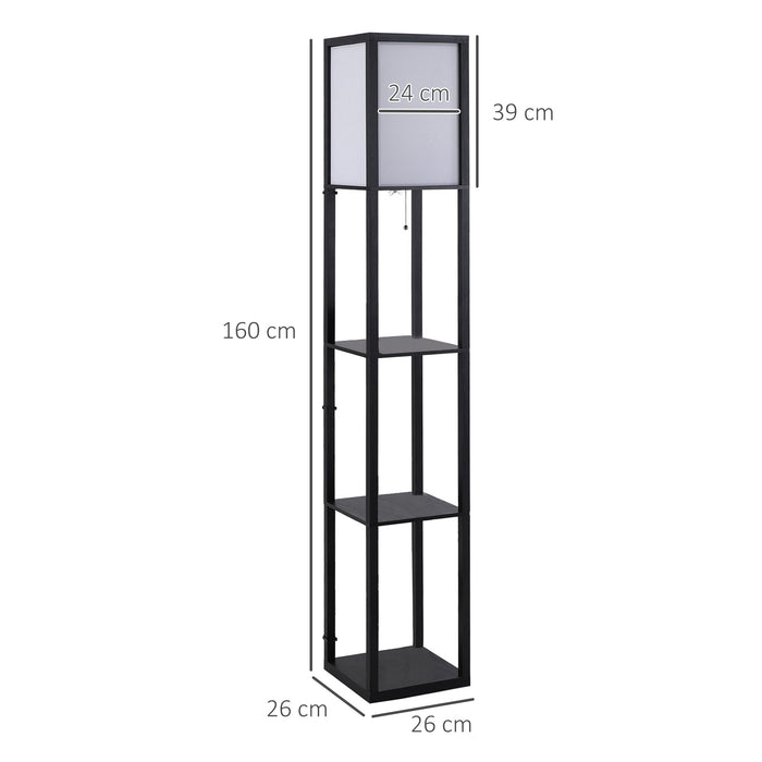 Modern Shelf Floor Lamp Soft Light 4-tier Open Shelves Living Room Storage Display