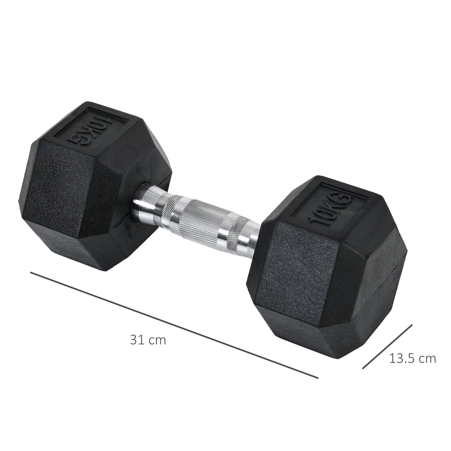 2x 10kg Hex Dumbbells Set Rubber Dumbbells Weight Lifting Equipment Fitness Home Gym