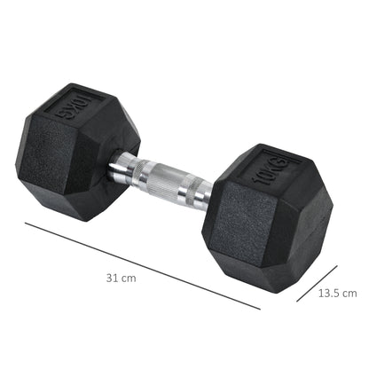 2x 10kg Hex Dumbbells Set Rubber Dumbbells Weight Lifting Equipment Fitness Home Gym