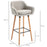 Set of 2 Bar Stools Modern Upholstered Seat Bar Chairs w/ Metal Frame, Solid Wood Legs Living Room Dining Room Fabric Furniture - Beige