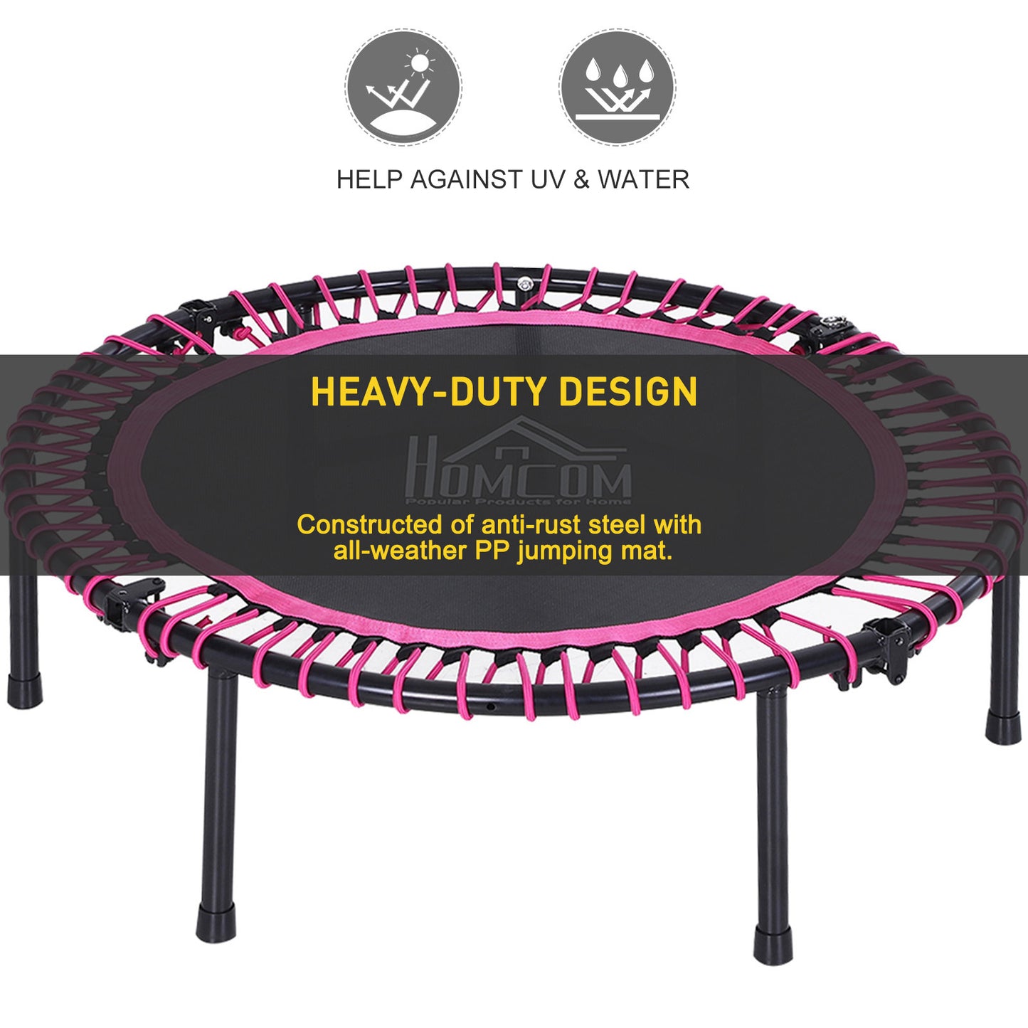 45" Round Mini Trampoline Rebounder Indoor Outdoor Jumper with Adjustable Handle - Pink