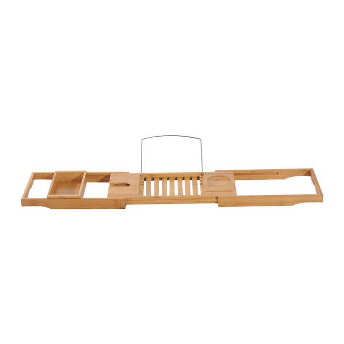 Extendable Bamboo Bathtub Shelf Rack Bath Caddy Tray Bathroom Storage 75-109Lx23.5Wx4T cm