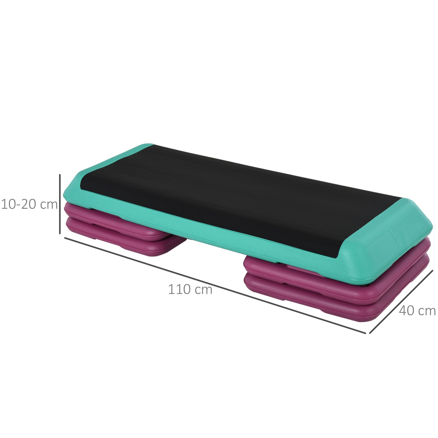 3-Level Adjustable 10/15/20cm Aerobic Stepper Exercise Platform w/ Non-Slip Top Compact Work Out Home, Indoor Outdoor Fitness Equipment