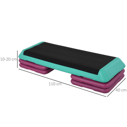 3-Level Adjustable 10/15/20cm Aerobic Stepper Exercise Platform w/ Non-Slip Top Compact Work Out Home, Indoor Outdoor Fitness Equipment