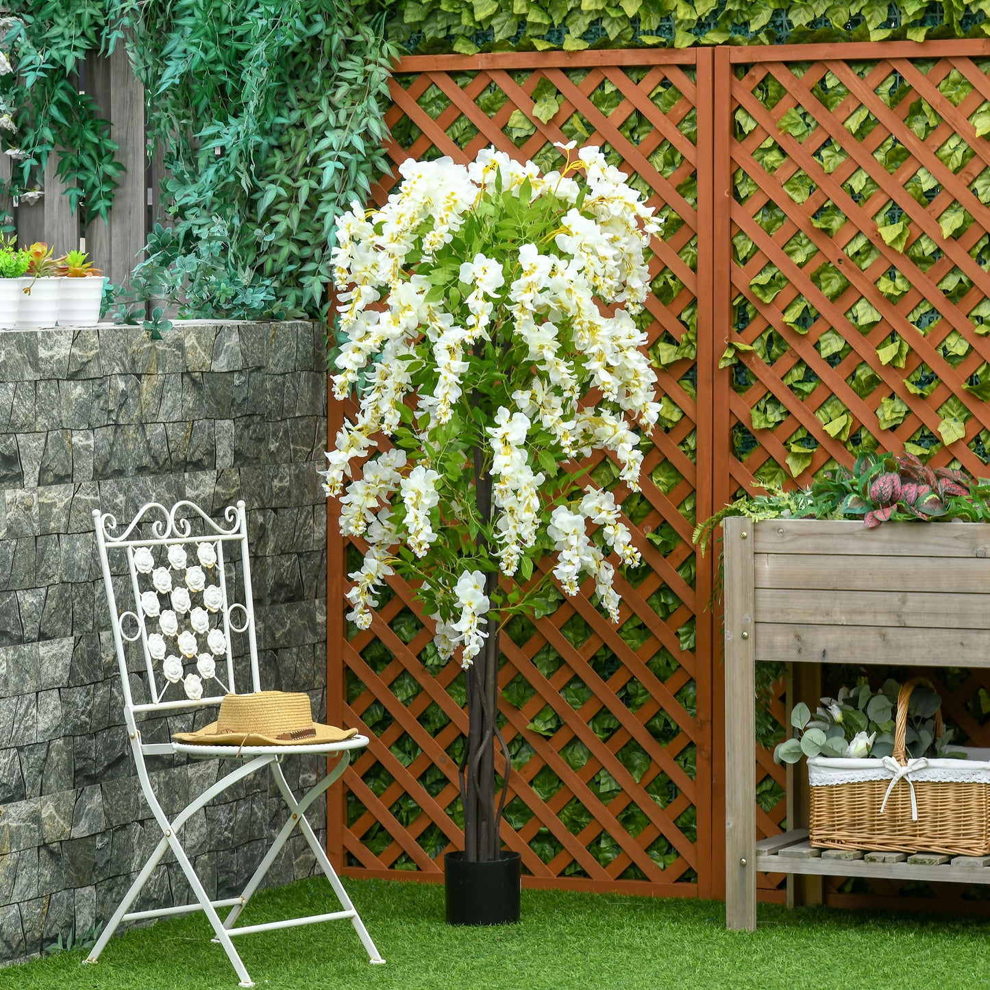 Artificial White Wisteria Tree (1.6m tall)
