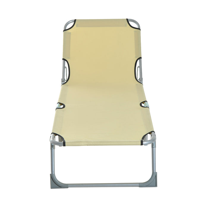 Portable Adjustable Lounger,Oxford Cloth-Beige