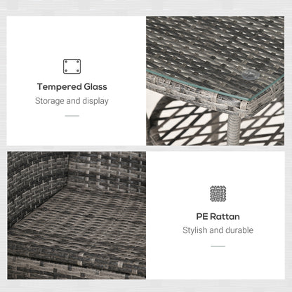 Stylish 3 Piece Outdoor Rattan Bistro Set with Cushions in Mixed Grey