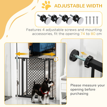 74-80 cm Pressure Fit Safety Gate for Doorways and Staircases, Dog Gate, Pet Barrier for Hallways with Auto Close, Double Locking