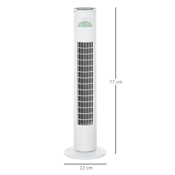 30'' Freestanding Tower Fan, 3 Speed 3 Mode, 10h Timer, 70 Degree Oscillation, LED Light, 5M Remote Controller, White