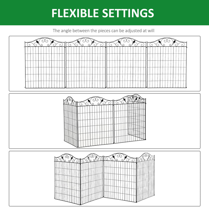 4 Panel Garden Decorative Fence - 44in x 12ft