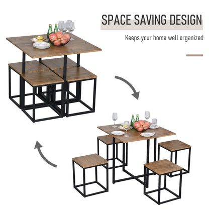 5 Piece Dining Table and Chairs Set 4, Industrial Space Saving Table and Chairs with Metal Frame,