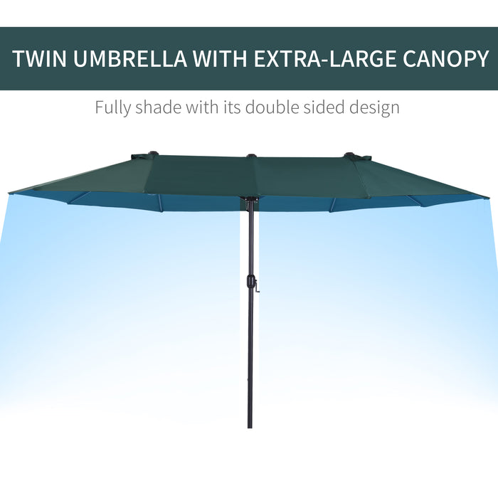 4.6m Garden Parasol Double-Sided Sun Umbrella Patio Market Shelter Canopy Shade Outdoor Green