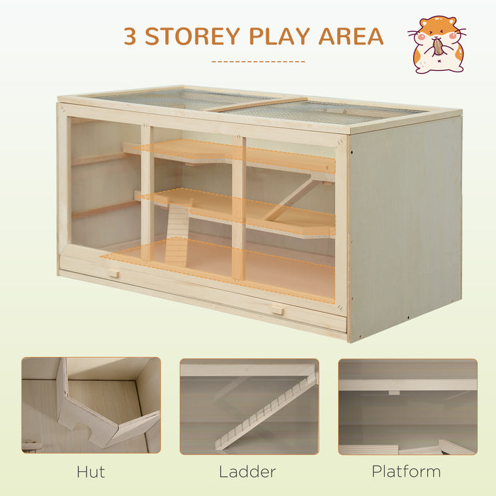 Wooden Large Hamster Cage, Syrian hamster Mouse Rats Mice Rodent Small Animals Hutch Exercise Play House Pen 115L x 57W x 55H(cm)