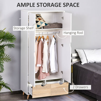 ELEGANT Wardobe: Fresh white in colour, with wood-effect bottom drawers for a complementary look