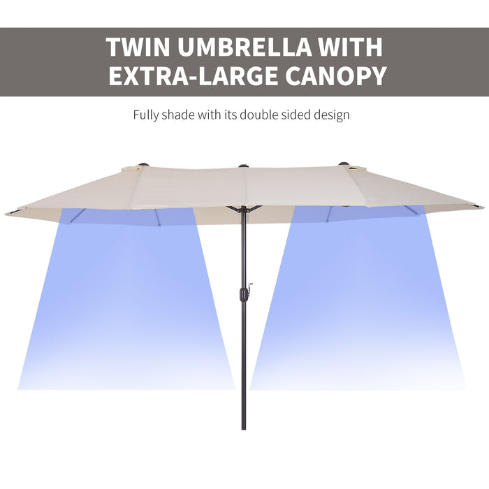 4.6m Garden Parasol Double-Sided Sun Umbrella Patio Market Shelter Canopy Shade Outdoor Beige - NO BASE