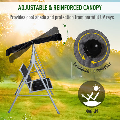 3 Seater Patio Swing Chair Garden Hammock Bench Rock Shelter Shade Metal Black