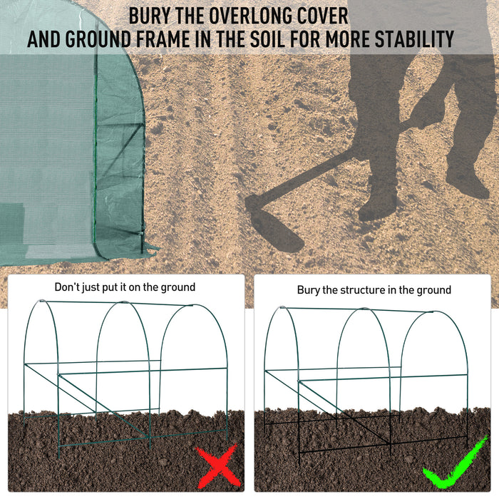 Walk-In Greenhouse Reinforced Polytunnel Greenhouse Garden Plants Grow Waterproof Cover Galvanised Base w/ Slide Door, 2.5 x 2 m