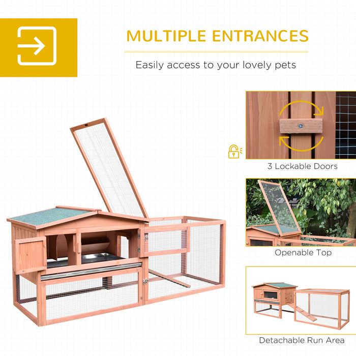 2 Tier Wooden Rabbit Hutch with Run Guinea Pig hutch House for Outdoor Garden Backyard