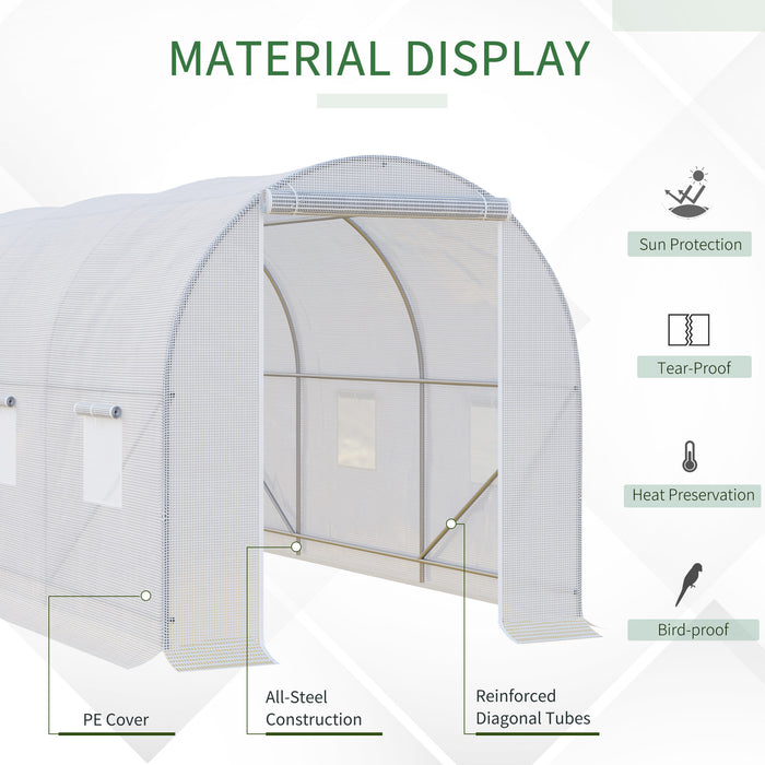 Polytunnel Steel Frame Greenhouse Walk-in Greenhouse 3.5 L x 2 W x 2H m-White