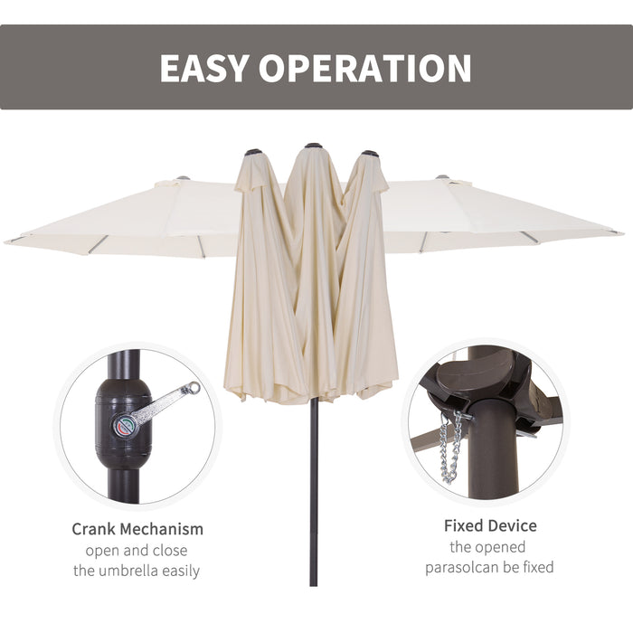 4.6m Garden Parasol Double-Sided Sun Umbrella Patio Market Shelter Canopy Shade Outdoor Beige - NO BASE