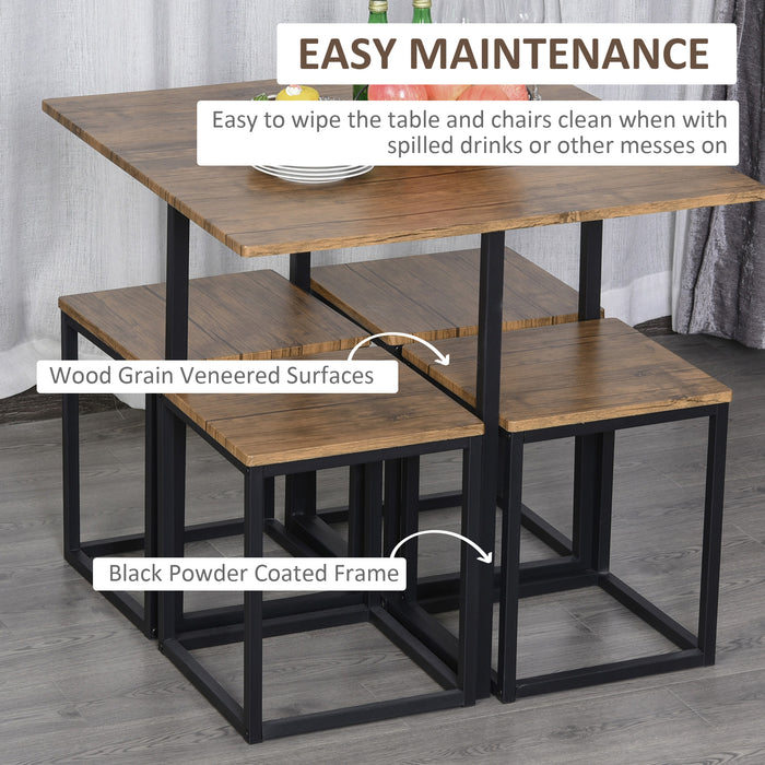 5 PCS Industrial Table & Stool Set