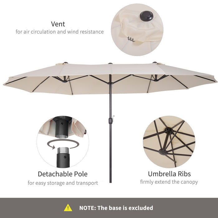 4.6m Garden Parasol Double-Sided Sun Umbrella Patio Market Shelter Canopy Shade Outdoor Beige - NO BASE