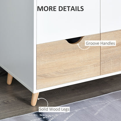 ELEGANT Wardobe: Fresh white in colour, with wood-effect bottom drawers for a complementary look