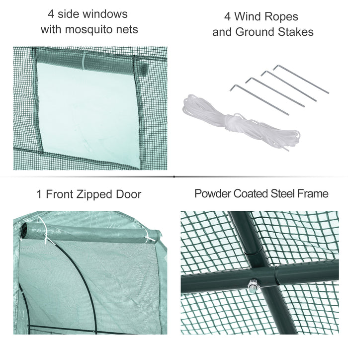 Walk-In Greenhouse Reinforced Polytunnel Greenhouse Garden Plants Grow Waterproof Cover Galvanised Base w/ Slide Door, 2.5 x 2 m