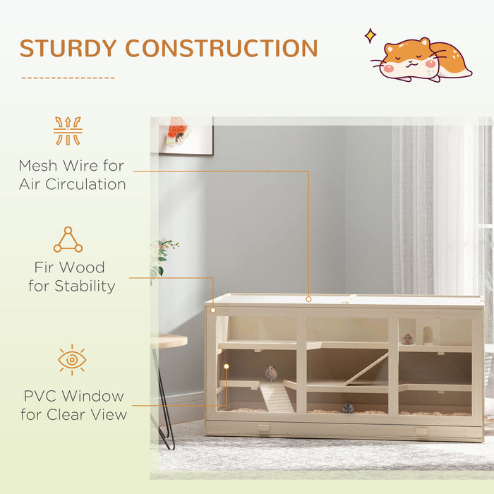 Wooden Large Hamster Cage, Syrian hamster Mouse Rats Mice Rodent Small Animals Hutch Exercise Play House Pen 115L x 57W x 55H(cm)